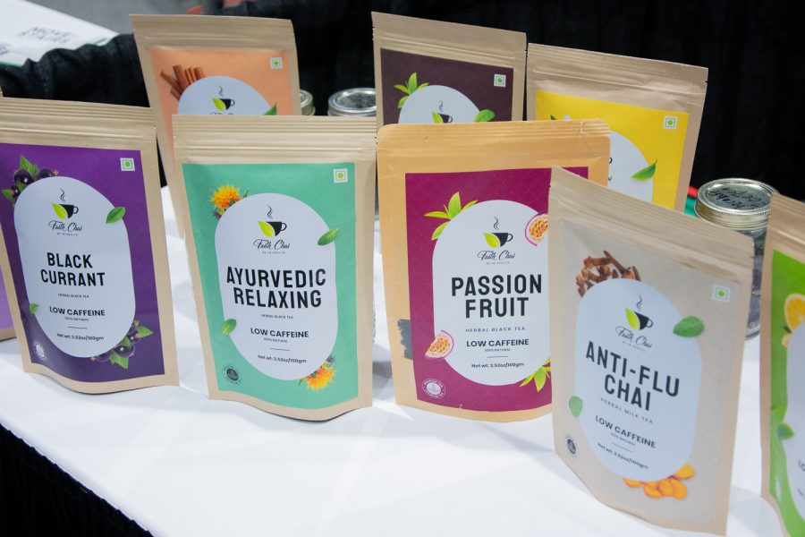 Faith Chai, a tea company inspired to bring traditional herbs and spices from India to the U.S., offers over 20 different flavors and purposes at Bartolin Hall March 31. Their booth had samples, including Black Currant, Ayurvedic Relaxing, Passion Fruit and Anti-Flu Chai. 