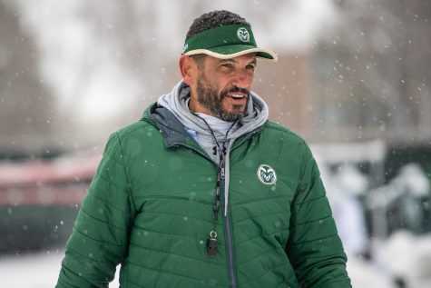 Colorado State University head football coach Jay Norvell during practice April 4. Norvell is the 24th head football coach at CSU and previously led the University of Nevada Wolf Pack from 2017-2021.