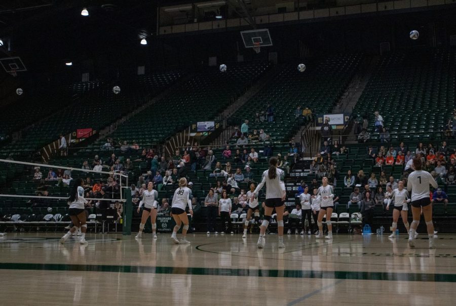 CSU players warm up together as a team for their scrimmage against CU Boulder.