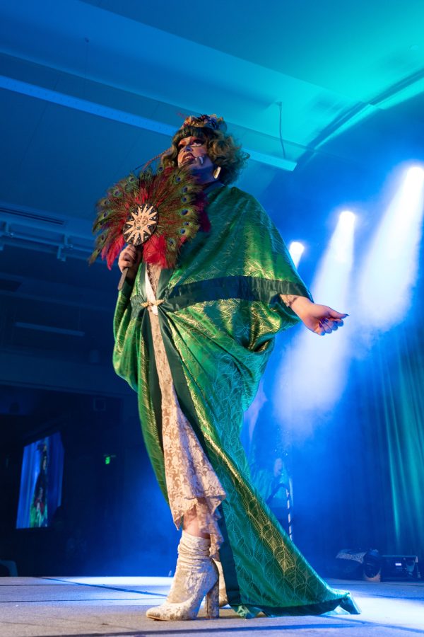 Carnivora Flora performs to Someday Well Linger in the Sun by Gaelynn Lea at the Colorado State University Drag Show in the Lory Student Center Grand Ballroom April 9.