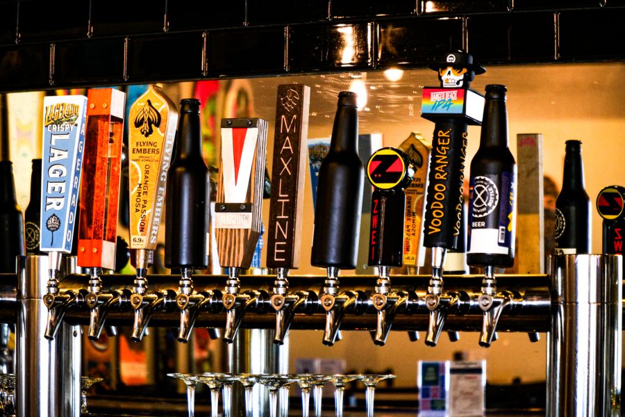 The draft beer on tap at Black Bottle Brewery April 24. There are 30 different drafts the brewery always have on hand, one of their famous stouts this month came out to be the golden grahams. 