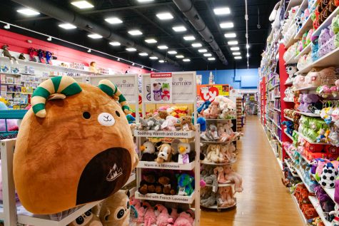 The Rams Squishmallow along with all kinds in animals or cartoon characters at Learning Express Toys in Fort Collins April 24. The design was made to complement the colors and mascot of Colorado State University.  