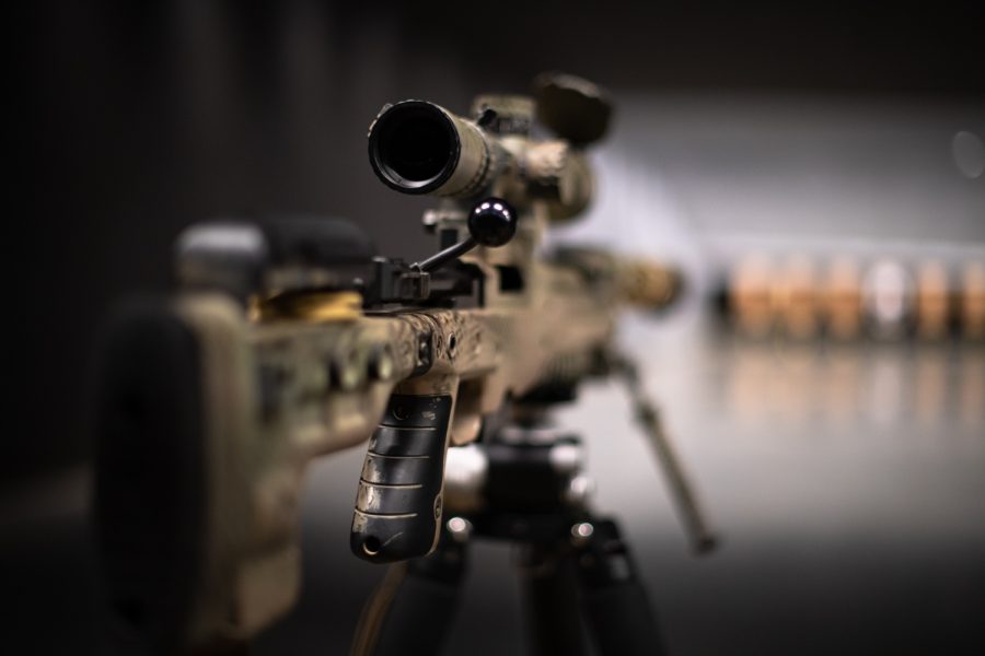 An Accuracy International .308-caliber sniper rifle aims downrange at the Northern Colorado Law Enforcement Training Center during Fort Collins Police Services SWAT sniper qualification Sept. 27, 2022. Some members specialize in breaching tactics, explosives and sniper tactics.