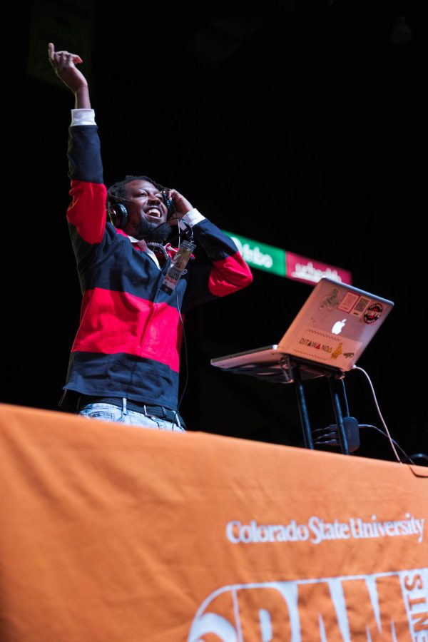 DJ Tawanda plays “Baby” by Justin Bieber during RamFest at Moby Arena April 27. The concert was attended by approximately 3,700 people, primarily students at Colorado State University.