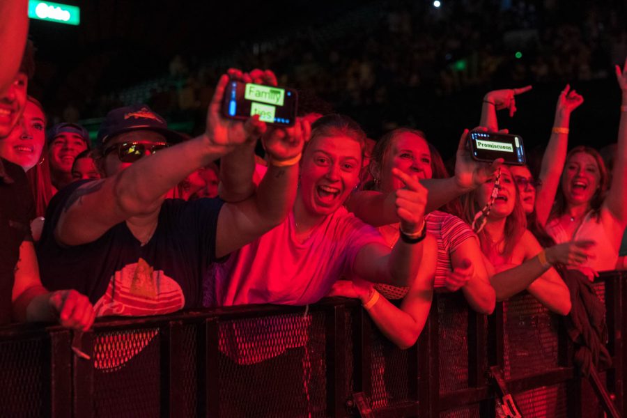 Fans request songs from DJ Tawanda during RamFest at Moby Arena April 27. The 2023 event marked the concert’s return for the first time since 2019 and was attended by approximately 3,700 people.