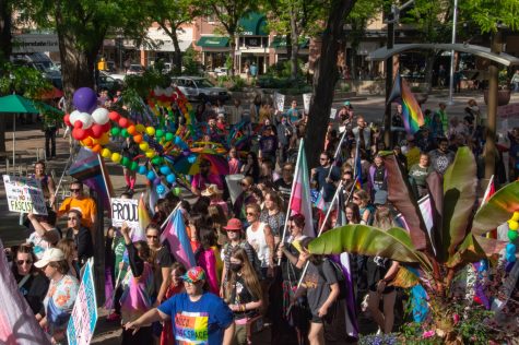 A large crowd pours into Oak Street Plaza to celebrate Pride in Fort Collins, CO, on Thursday, June 1, 2023.