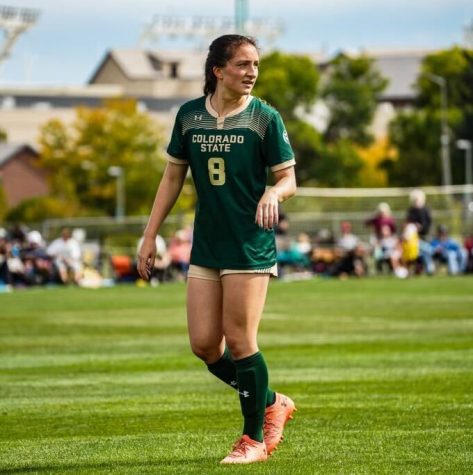 Megan Demski, Colorado State University womens soccer team defender, at a home game. 