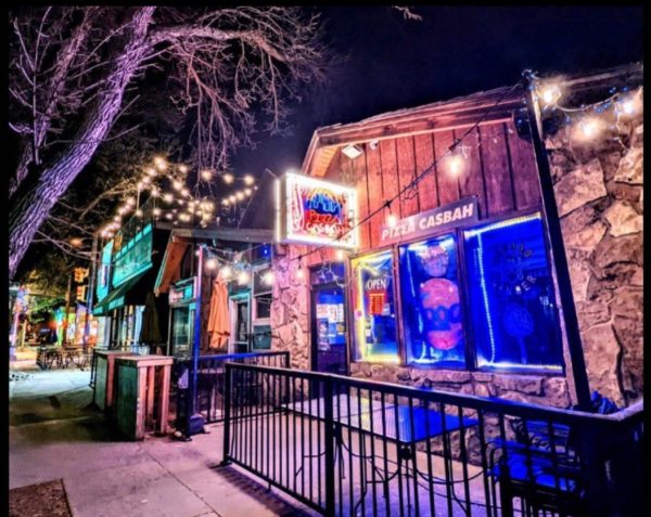 Pizza Casbahs bright neon exterior illuminates Laurel Street. The institution has been part of the Fort Collins food scene since 2005 and offers authentic New York-style pizzas. 