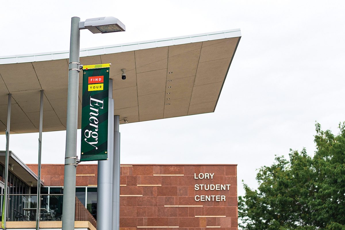 Banners hang outside of the Lory Student Center Aug. 26. Colorado State University launched a new visual and marketing campaign based of the theme Find Your Energy.