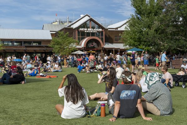 A crowd listens to local band Fancy Bits on the lawn at the New Belgium Brewing Company Aug. 12. The concert was part of the Northern Colorado Poudre RiverFest.
