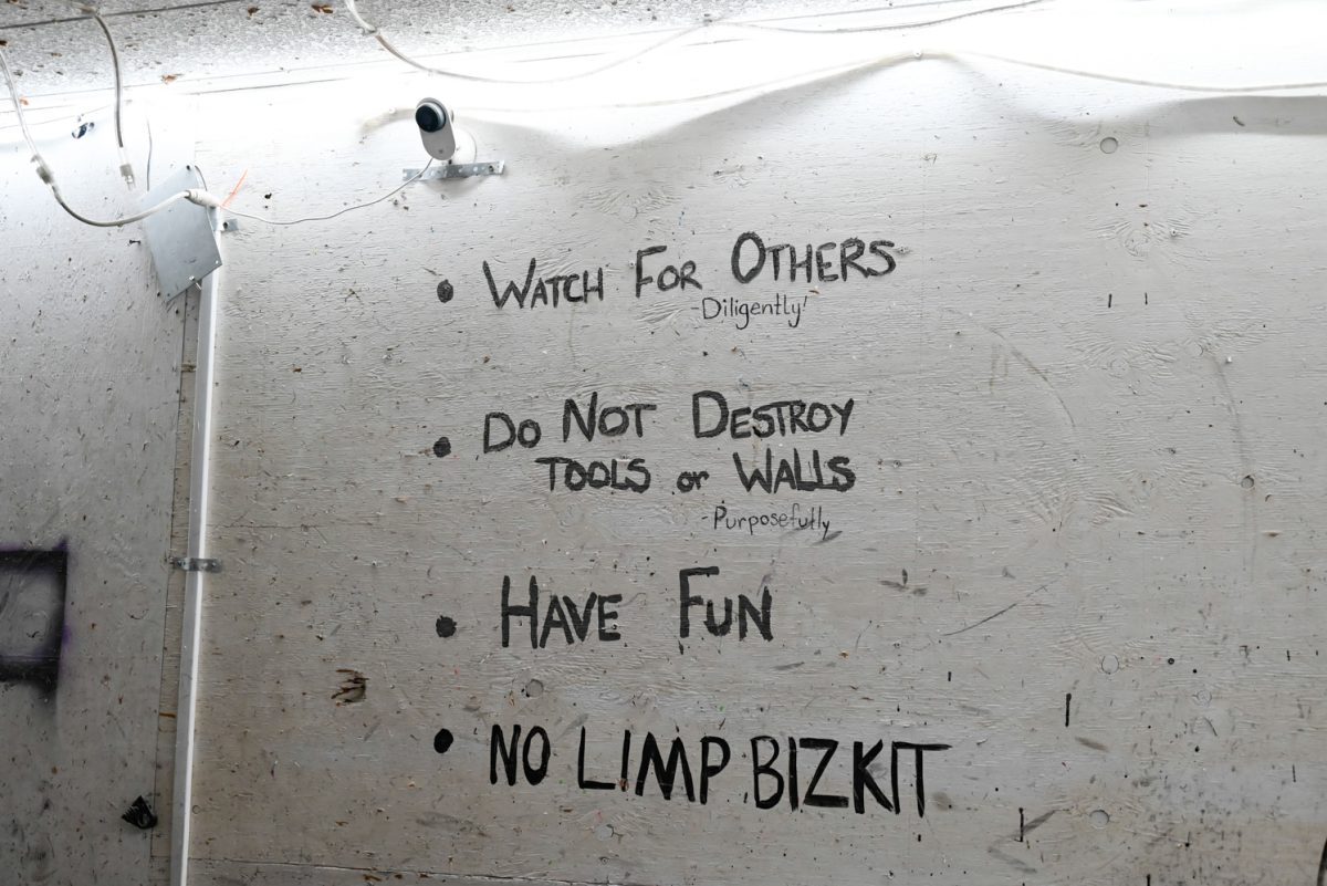 Rules painted on the wall at Shatter Rage Room in Fort Collins.