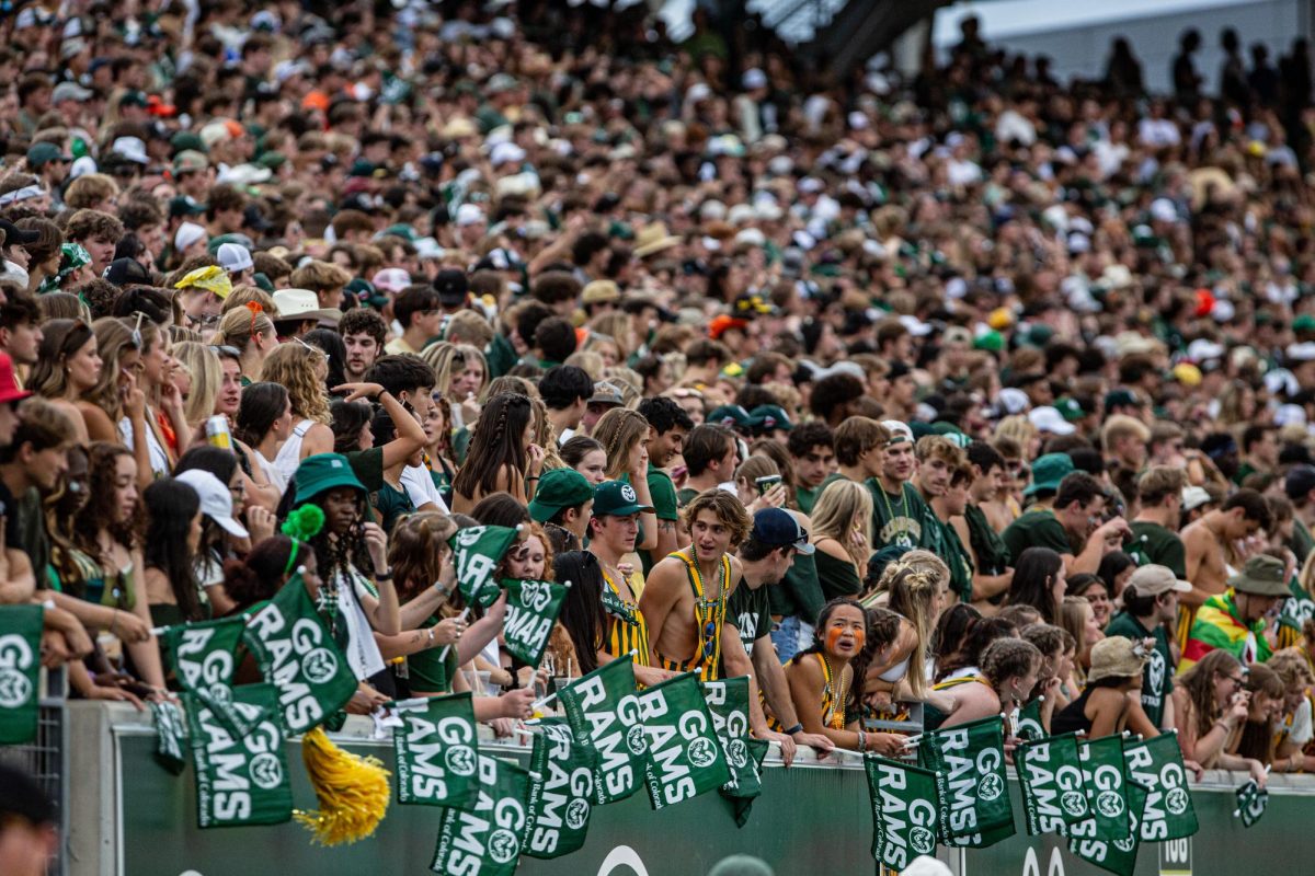 Colorado State University's student section was packed at Canvas Stadium during the Rams loss vs the Washington State University Cougars Sep. 2. CSU lost 24-50. Photo by River Kinnaird.