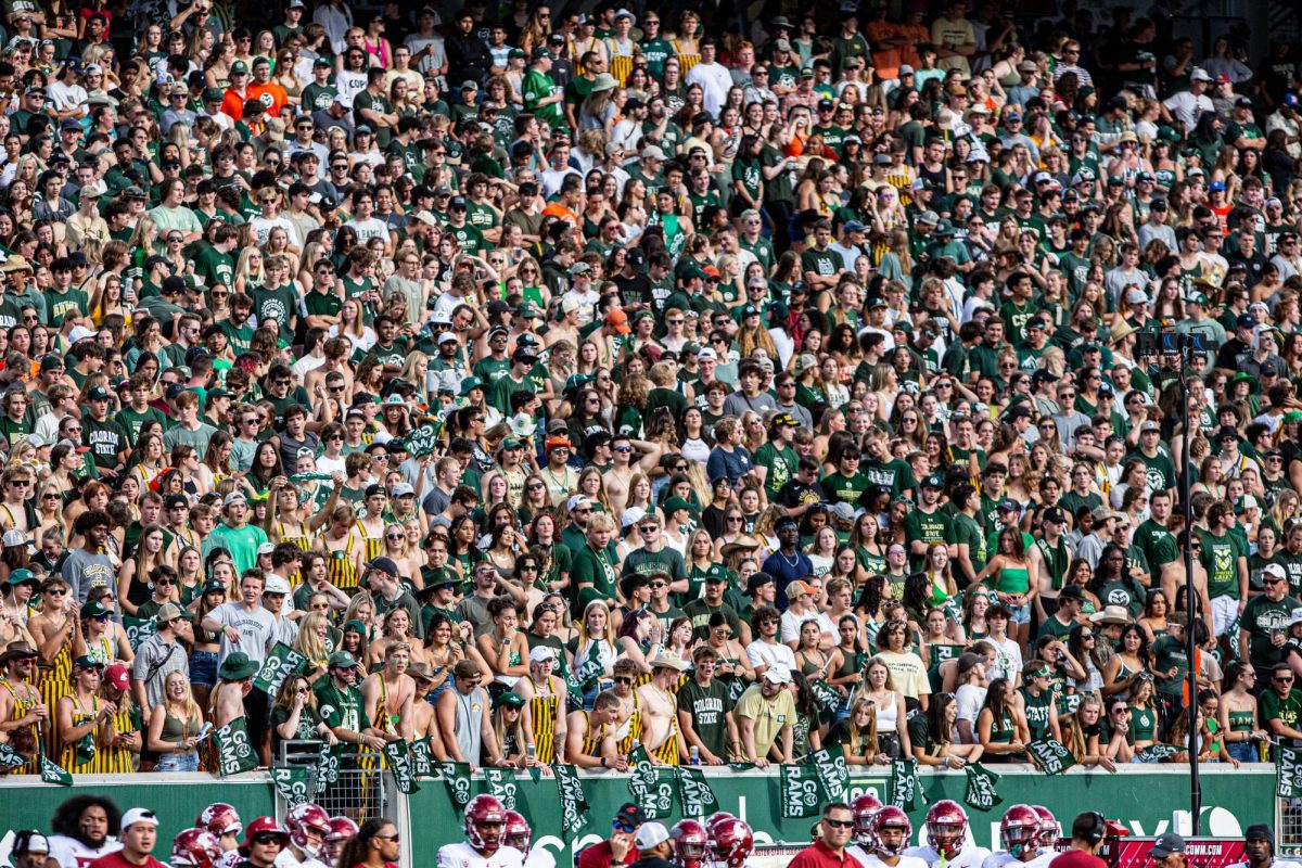 The student section showed out as the Colorado State University Rams lost to the Washington State University Cougars at Canvas Stadium Sep. 2. CSU lost 24-50. Photo by Rive Kinnaird.