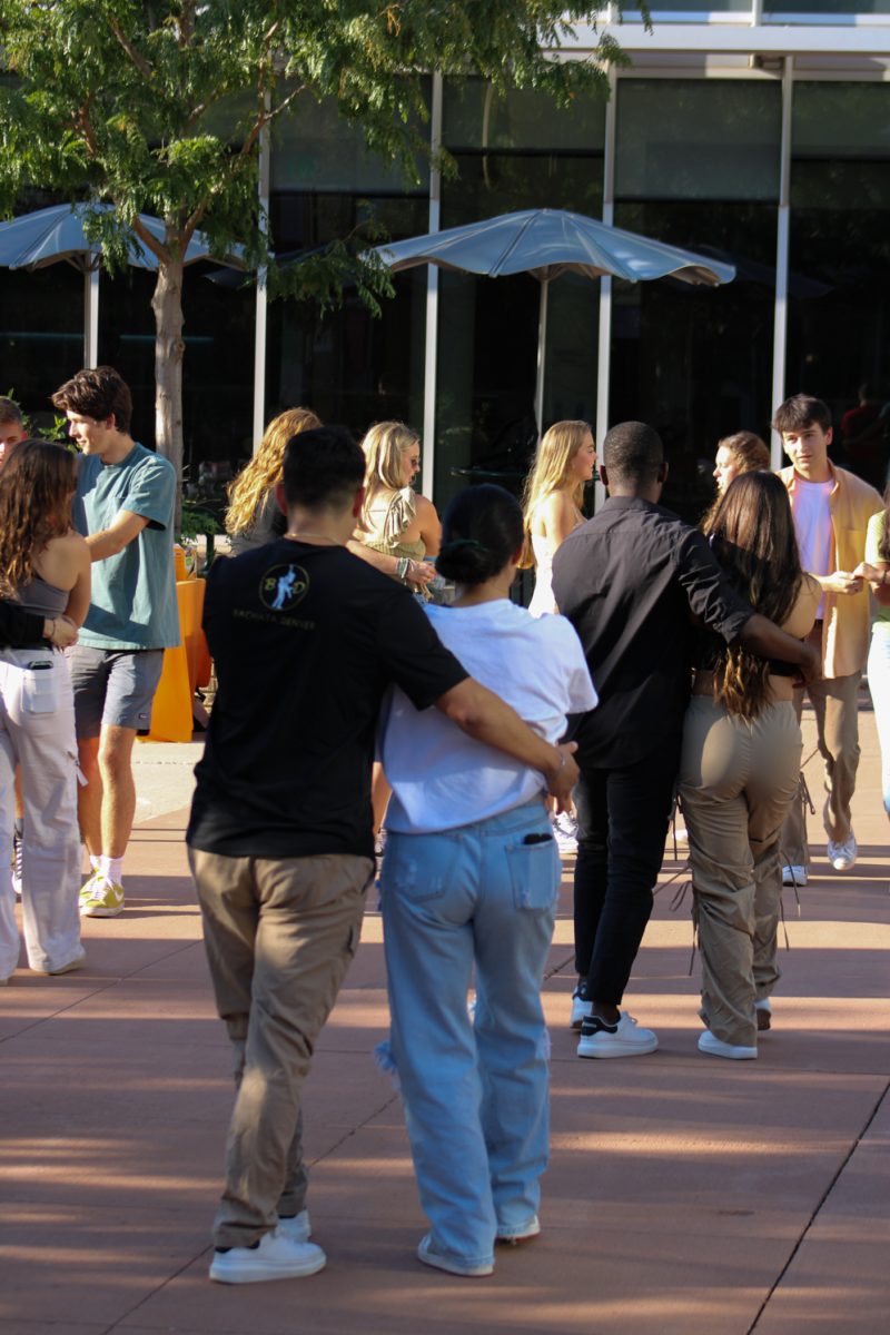 Dance instructors from Bachata Denver teach Colorado State University students how to Bachata at the National Latinx Heritage Month launch presented by El Centro Sept. 13. Dance partners get comfortable with each other with the hands-on learning and dance of Bachata. 