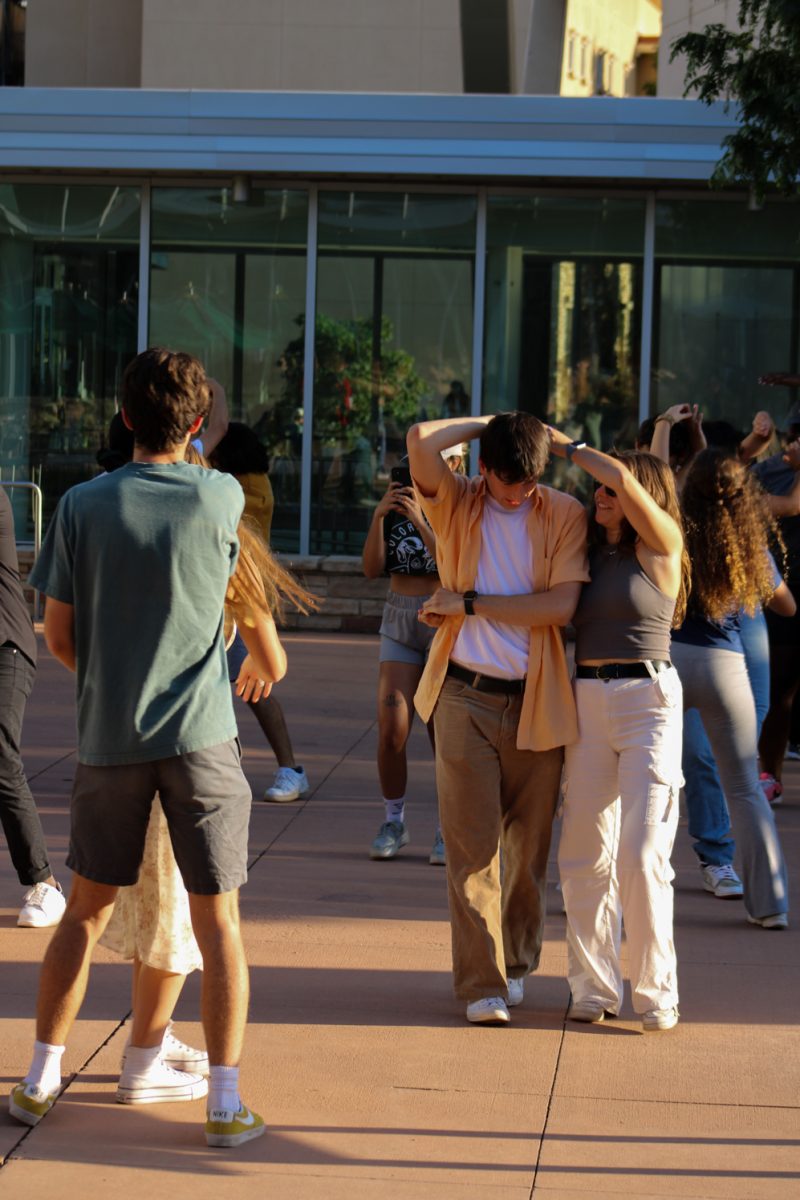 Colorado State University students participate in the Bachata dance lessons by El Centro for the National Latinx Heritage Month launch Sept. 13. Dancers from Bachata Denver came up to give out the tutorial as one of the activities for the event. 