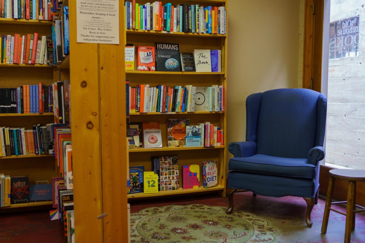 A reading corner next to the business section of Old Firehouse Books in Fort Collins Sept. 15.