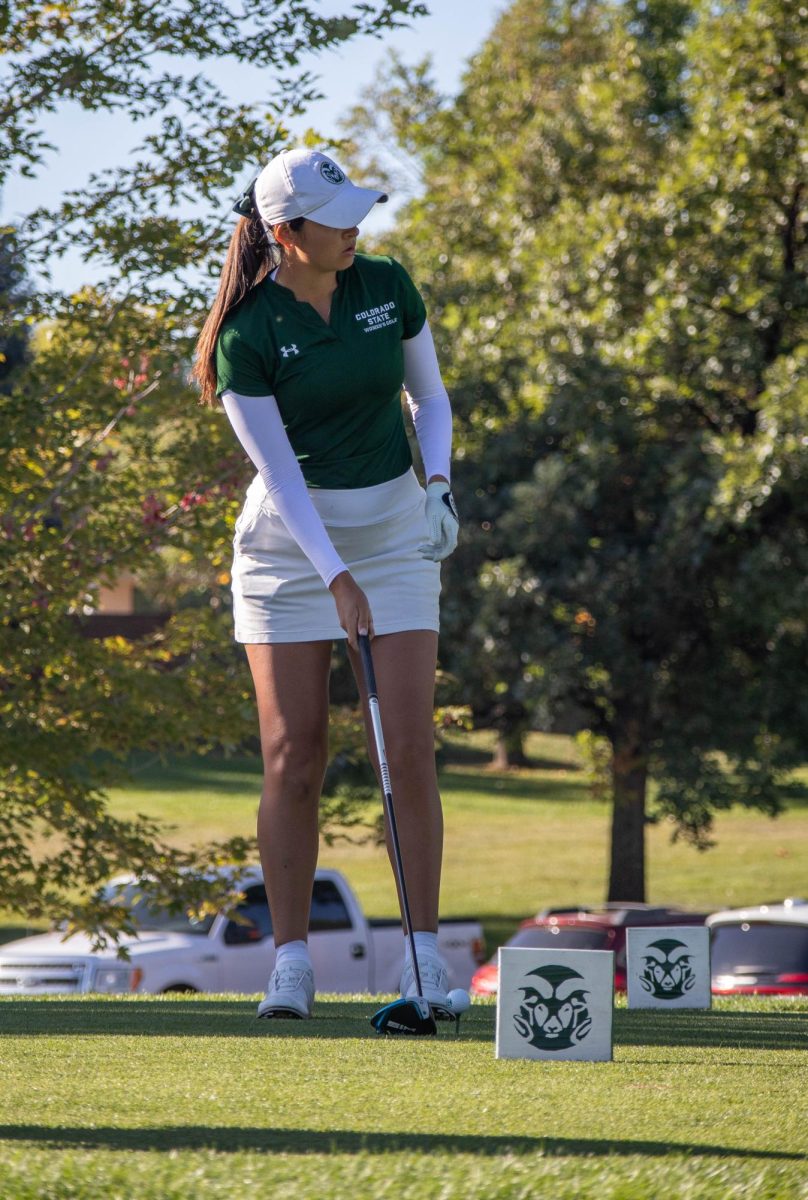 Sofia Torres setting up for the first swing starting off at hole one for the Colorado State Womens Golf team on September 26.