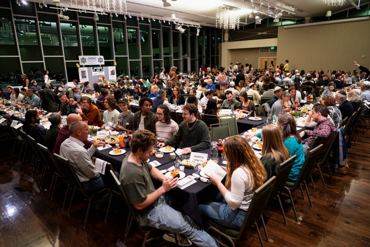 Participants of the Shabbat 300 Dinner gather at the Colorado State University Lory Student Center Main Ballroom Oct. 20. 