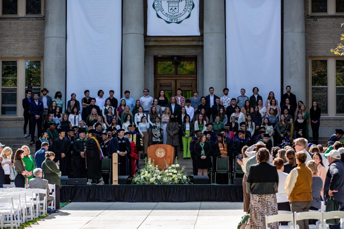 Colorado State University's choir performs the National Anthem during President Amy Parsons investiture Oct. 4. The choir gave a beautiful performance on a memorable day.