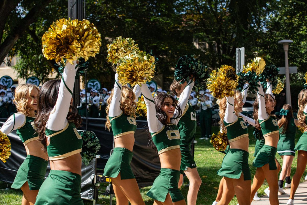 Colorado State University's cheer leaders showed their school spirit during President Amy Parsons investiture Oct. 4. The cheer squad put on an amazing display for the fall address.