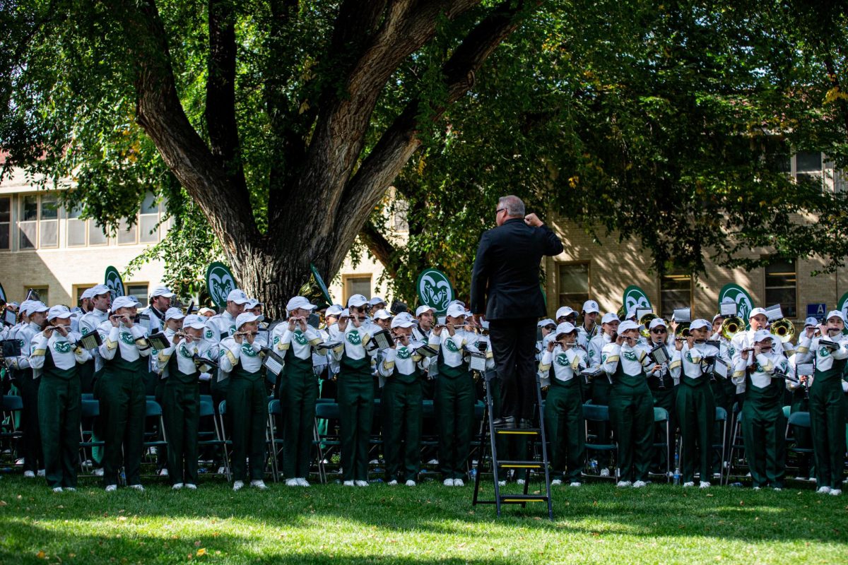 The Colorado State University marching band performs at the CSU Fall Address Oct. 4. The fall address saw President Amy Parsons become invested as CSU's 16th president.