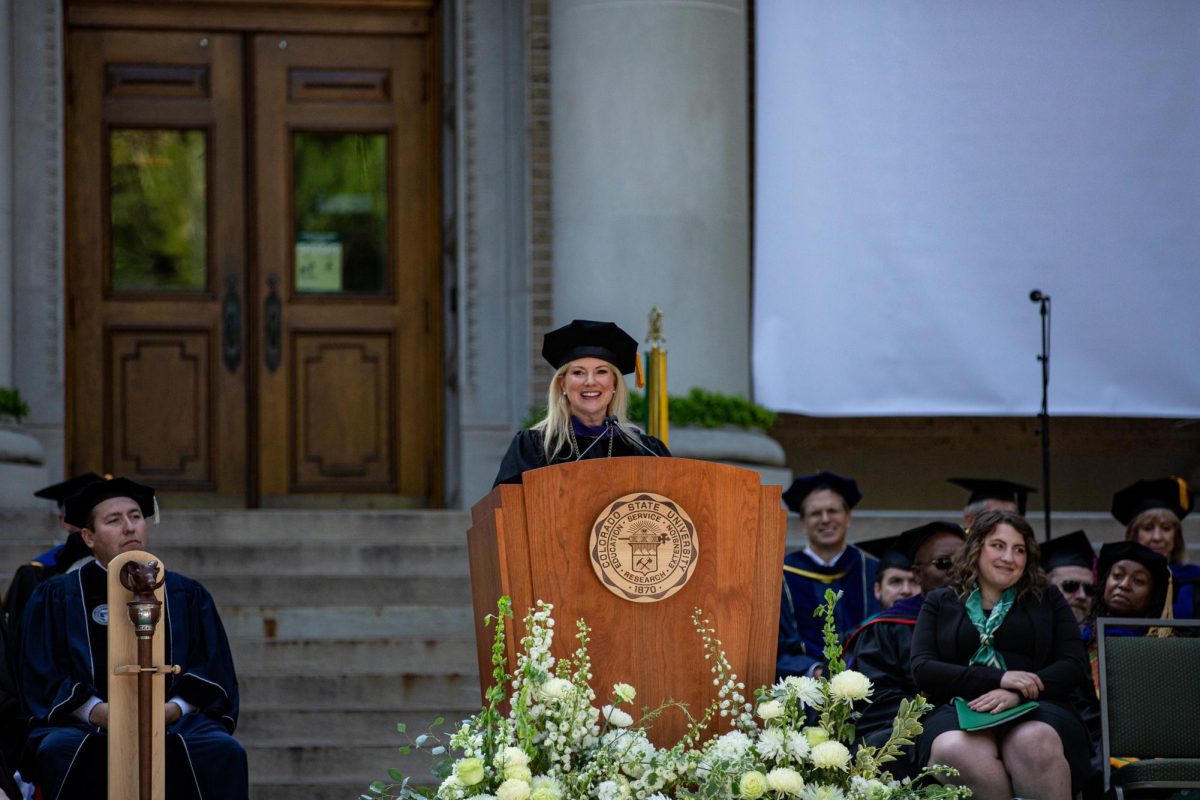 Colorado State University's new President Amy Parsons gives a wonderful speech during her investiture Oct. 4. The Fall Address saw Parsons become the 16th president of CSU.