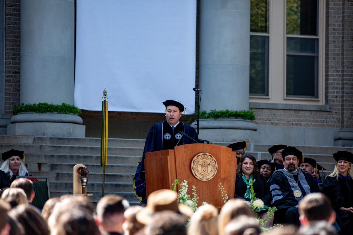 Board of Governors Chair Armando Valdez speaks during the Colorado State University Fall Address Oct. 4. "It's a tremendous day for the future of CSU," said Valdez, "I was a part of the board who brough President Parsons to CSU and she is someone that will lead CSU into the future."