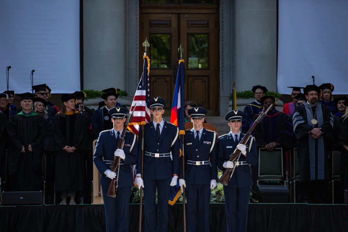 The Wing Walker Honor Guard delivered the presentation of colors during the Colorado State University Fall Address Oct. 4. The fall address served as the investiture of CSU's 16th president Amy Parsons.