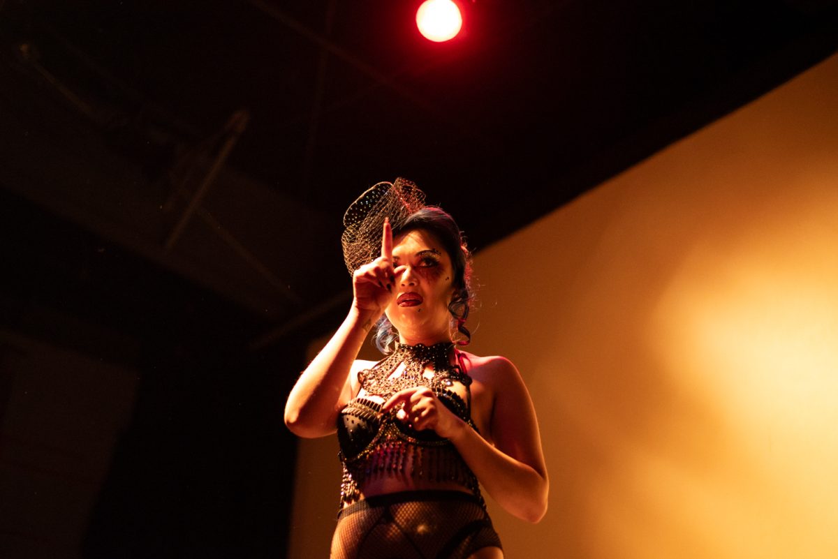 BlueStocking Burlesque performer Bang Bang von Loola picks a member of the audience to be a part of her routine at the Lyric.