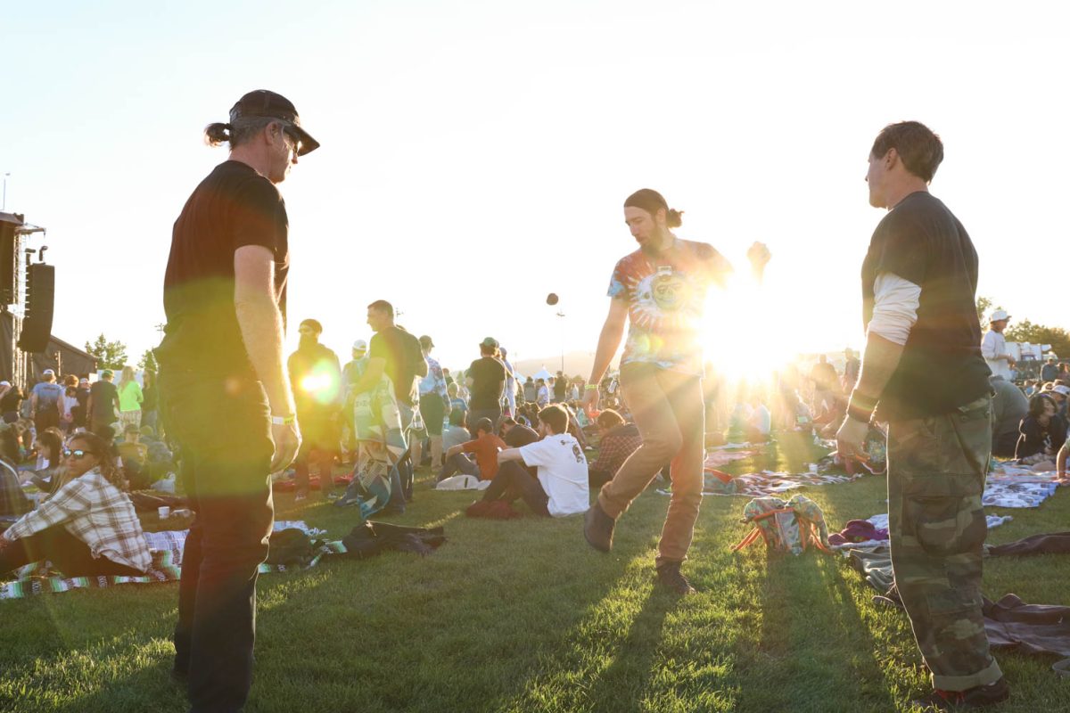 Brett Johnson and David wright playing hacki sack before the Goose concert, Wright says he’s “Coming out for the goose! Goooose”. Oct 7. The band played on the LSC lawn with students, alumni, and fans in attendance. 

