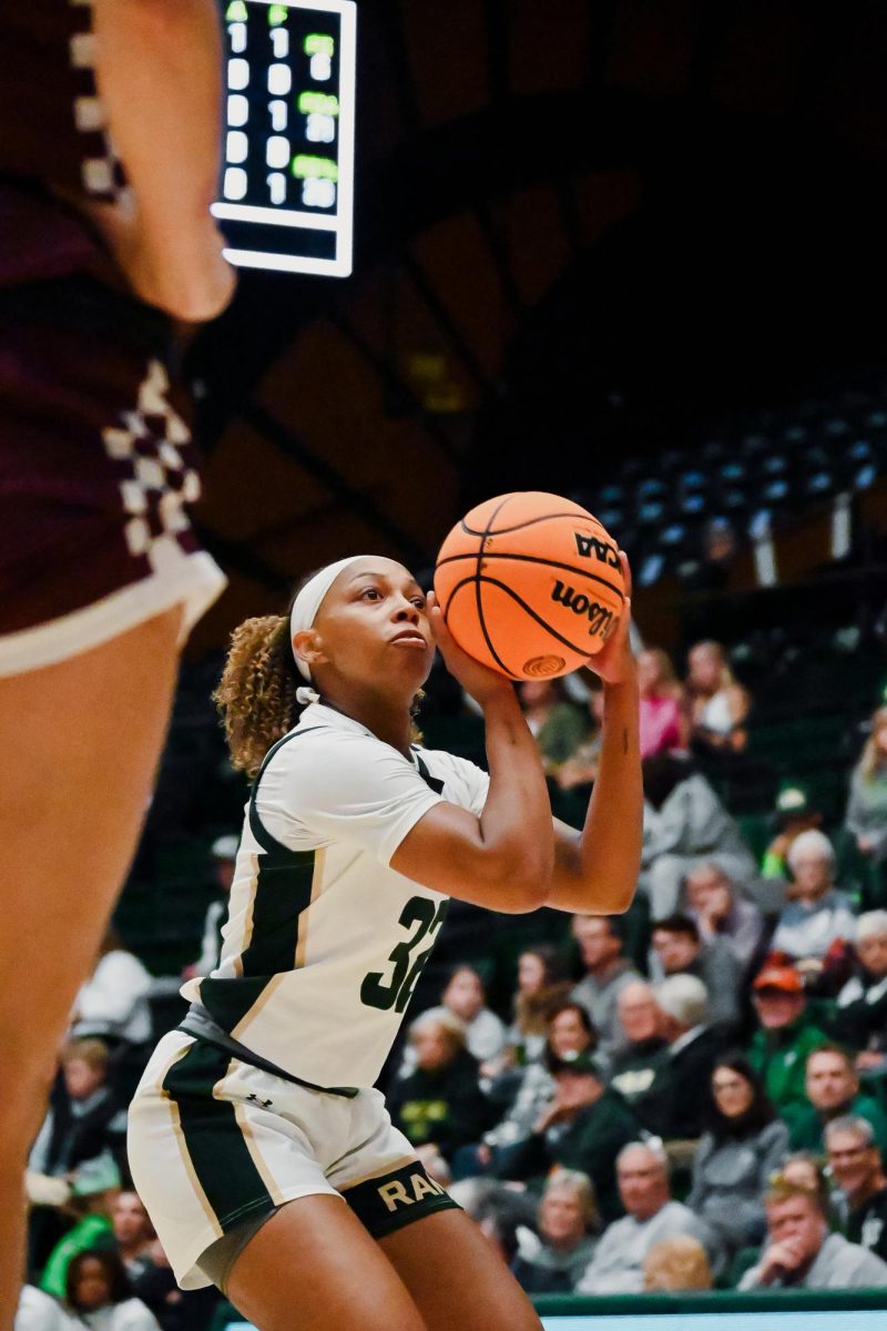 Cailyn Crocker (32) goes 100% from the free-throw line against the Bulldogs in the second home game of the season for the Rams. Rams beat the Bulldogs 83-39. Nov 9.