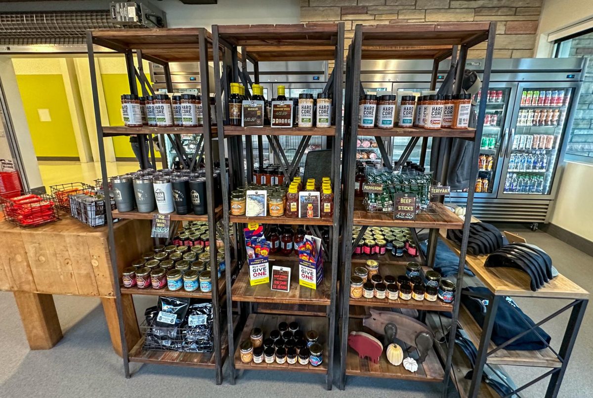 Shelves in Ram Country Meats full of locally sourced honey, barbecue sauce, seasonings and more Nov. 16. Located in the Animal Sciences Building, Ram Country Meats hosts meat sales noon to 6 p.m. Wednesday through Friday.