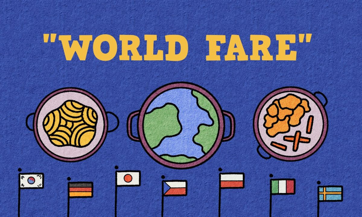 food, world fare, dining, hall, flags, 