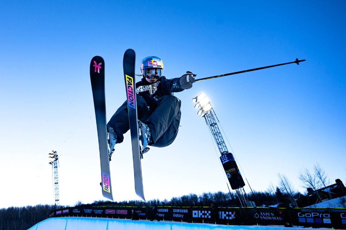 Eileen Gu flys high during the Womens Ski SuperPipe at X Games Aspen Jan. 27. Gu placed first in the event.