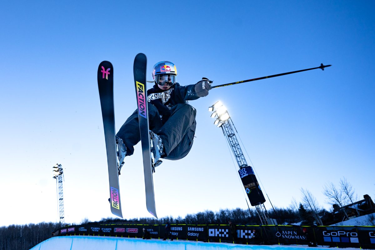 Eileen Gu flys high during the Womens Ski SuperPipe at X Games Aspen Jan. 27. Gu placed first in the event.