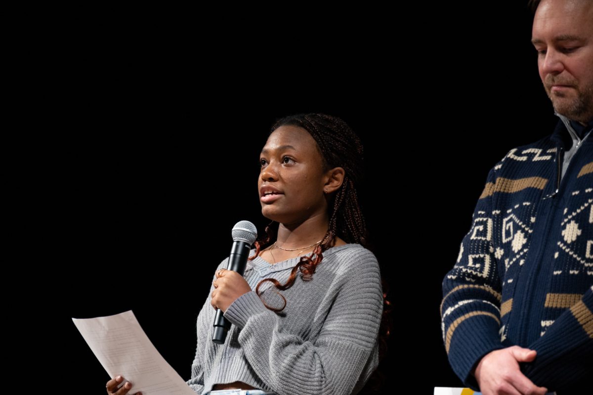 Kiara Ruff, a senior at Rocky Mountain High School, talks about being a student of color at the annual celebration of Martin Luther King Jr. Day.