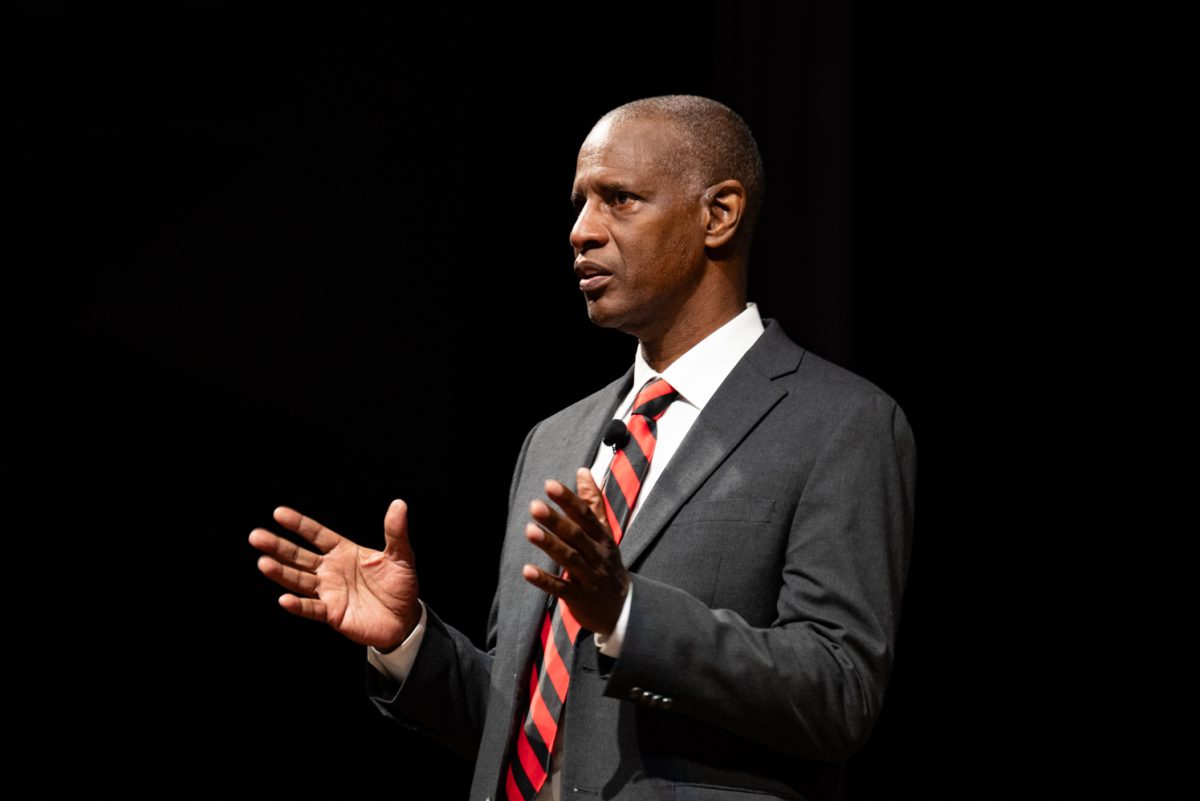 Ira Knight presents his one-man play, 'From Myth to Man', at the end of the annual celebration of Martin Luther King Jr. Day.