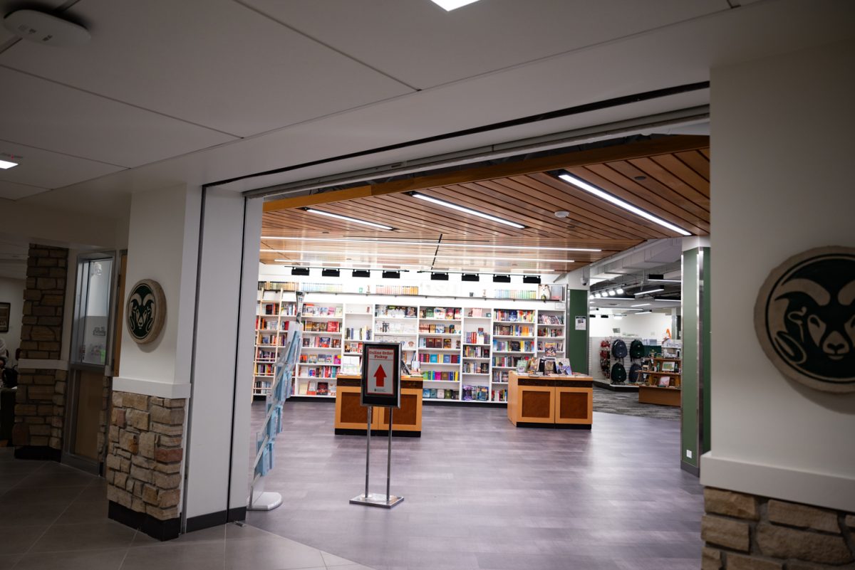 The lower entryway of the Colorado State University Bookstore.