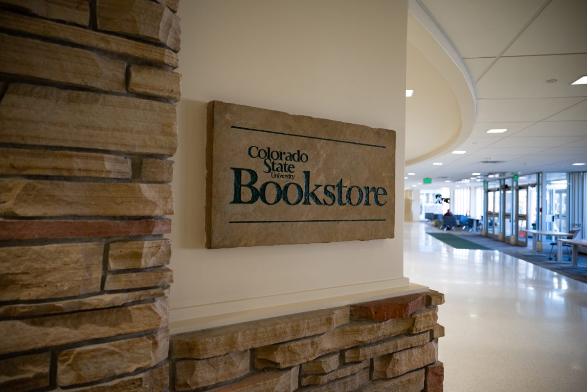 The sign outside the Colorado State University Bookstore.