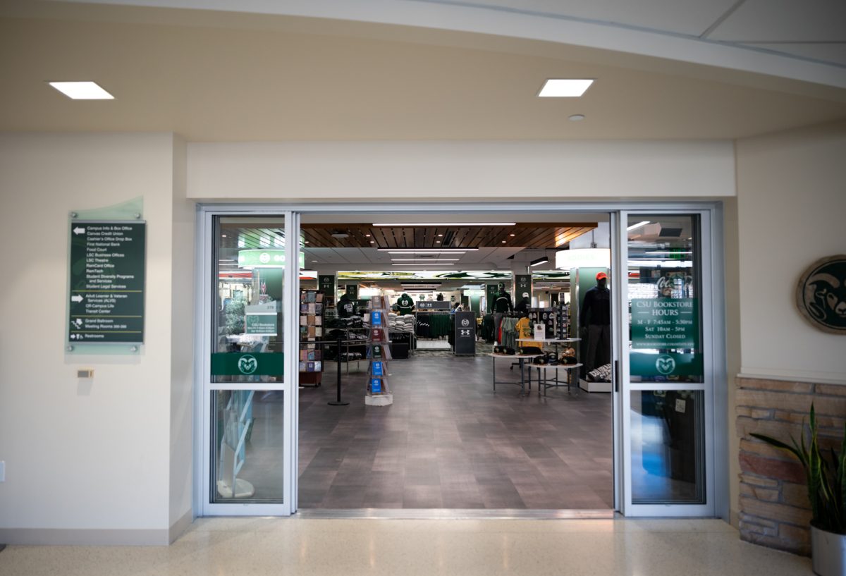 The upper entryway of the Colorado State University Bookstore.