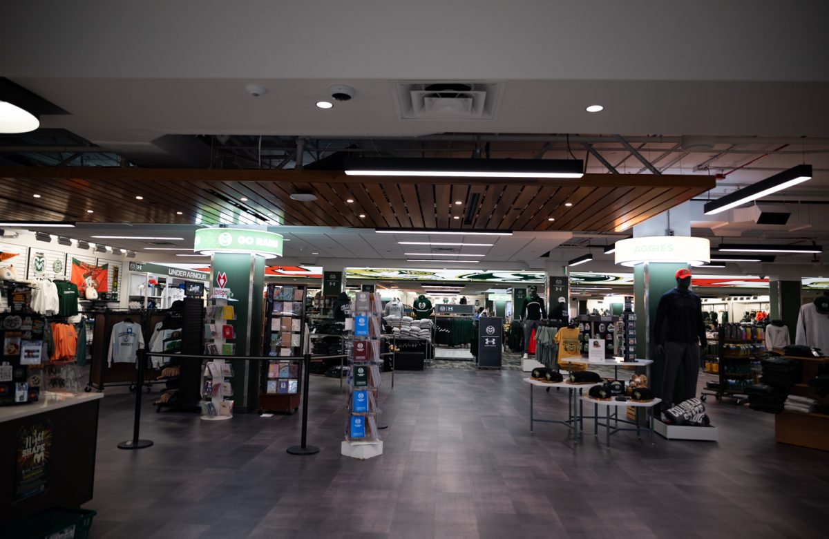 The upper interior of the Colorado State University Bookstore.