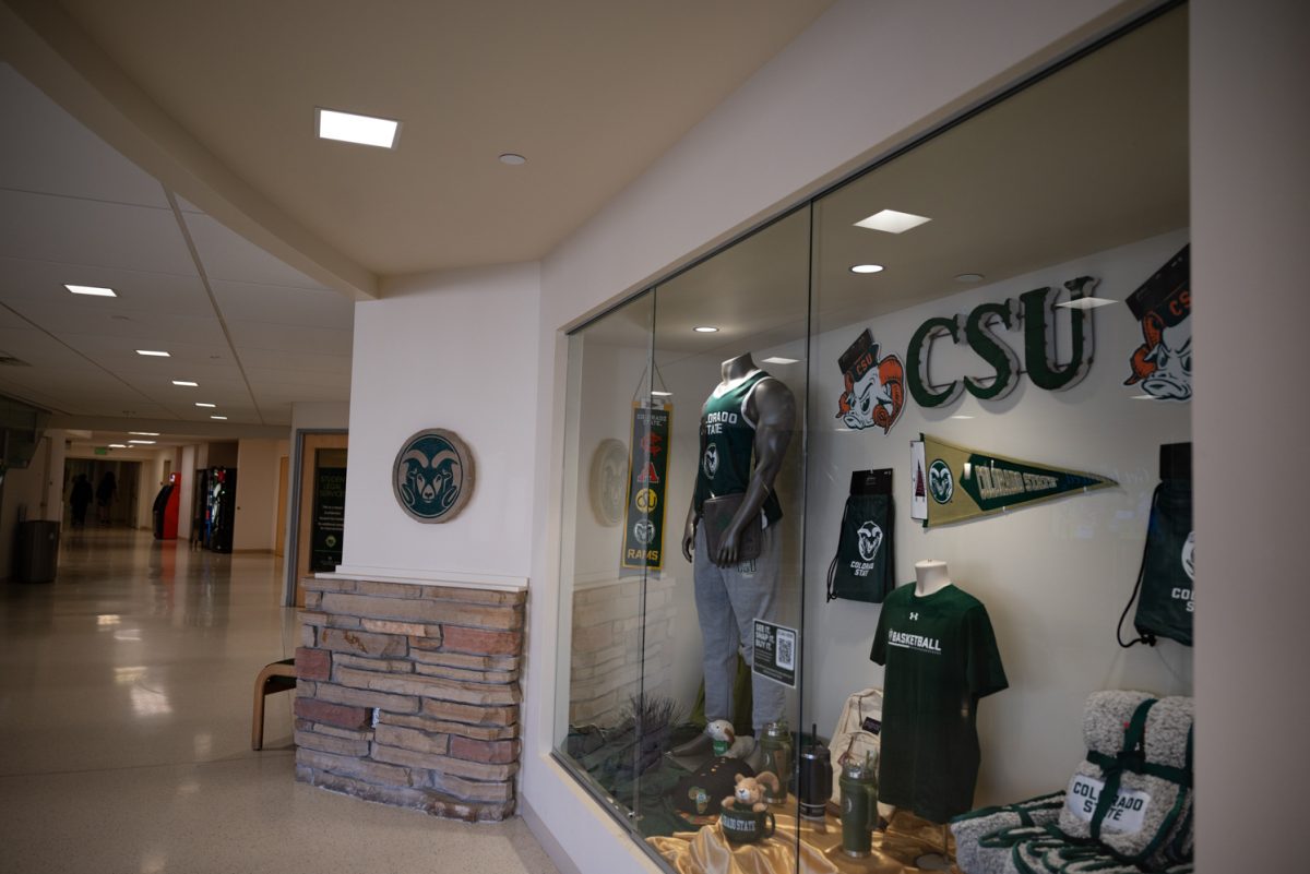 The display case outside the Colorado State University Bookstore.