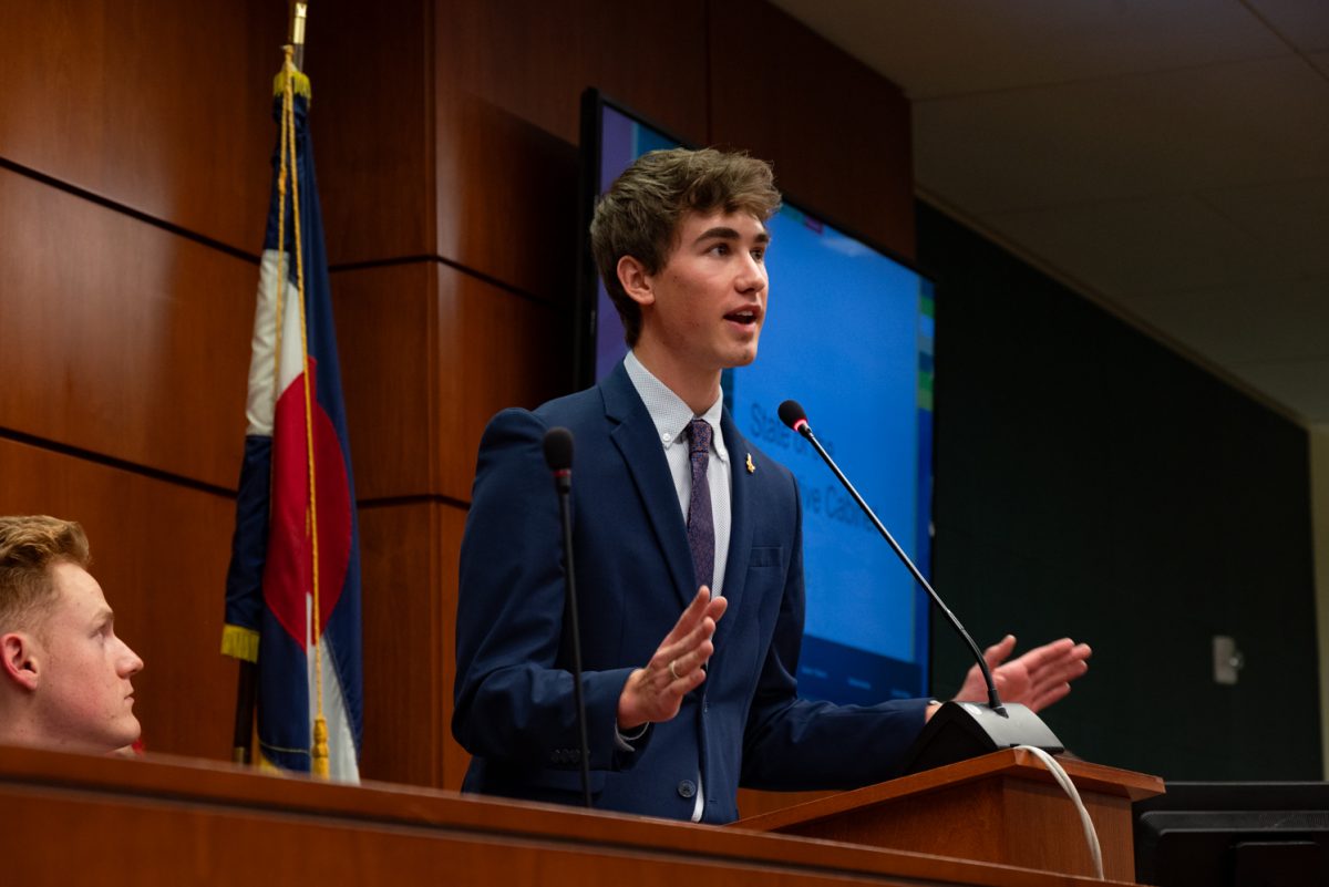 Braxton Dietz, ASCSU Chief of Staff, takes a moment to talk about the executive team at the Annual State of the Association Address.
