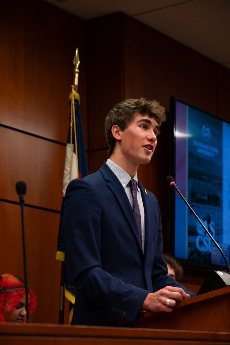 Braxton Dietz, ASCSU Chief of Staff, takes a moment to talk about the executive team at the Annual State of the Association Address.