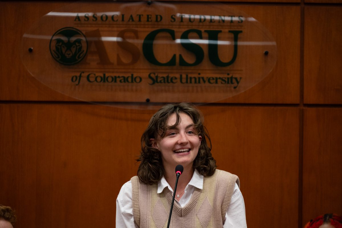 Chief Justice Alayna Truxal speaks about the members of ASCSU at the Annual State of the Association Address.