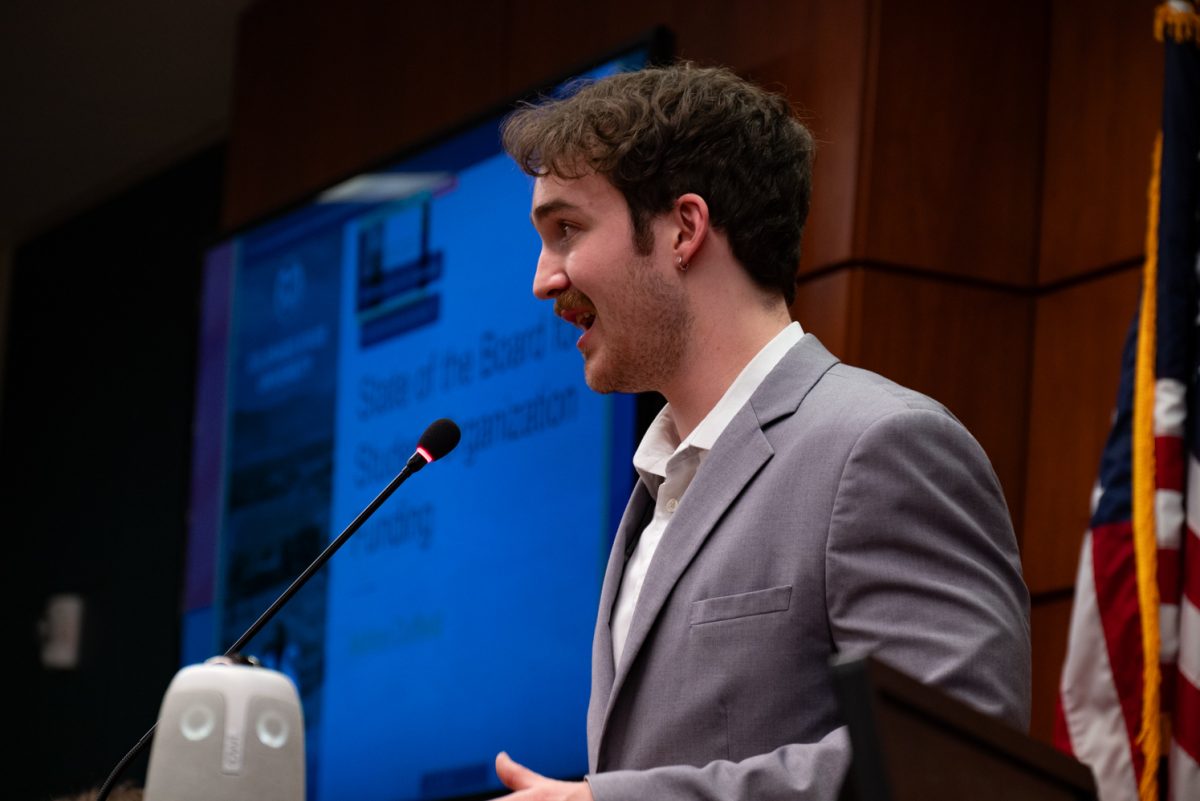 Ashton Duffield, ASCSU Director of Finance, talks about some events through the year at the Annual State of the Association Address.