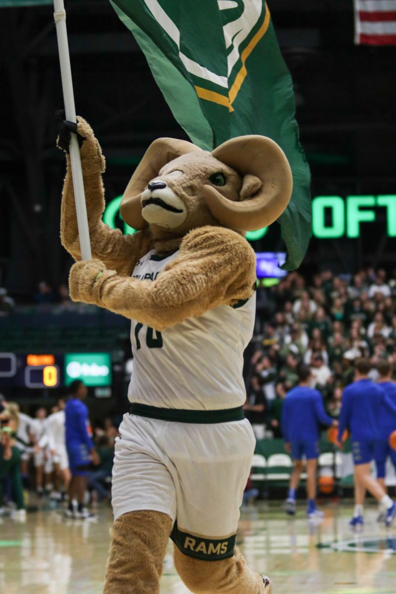 CAM the Ram kicks off the Colorado State University men's basketball game against the U.S. Air Force Academy Jan. 16. CSU won in overtime 78-69.