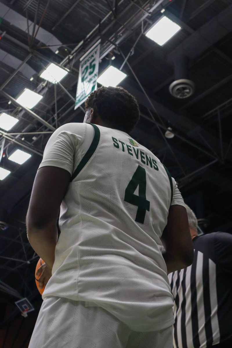 Isaiah Stevens holds the ball before play in the Colorado State University men's basketball game against the U.S. Air Force Academy Jan. 16. CSU won in overtime 78-69.