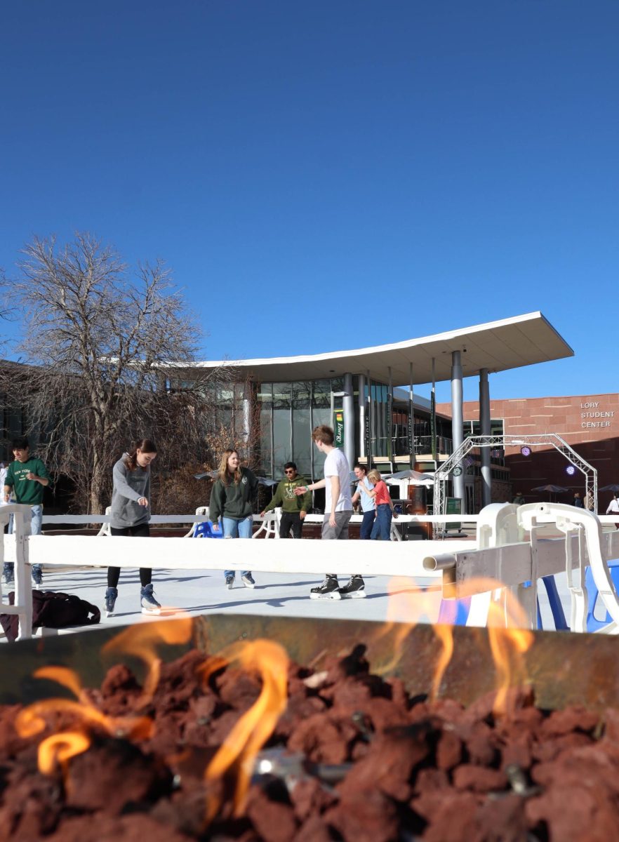 Colorado State University students ice skate in front of the Lory Student Center. Students had the opportunity to make smore's, make crafts and drink hot coco at the "Rams on Ice" event. Jan 31.