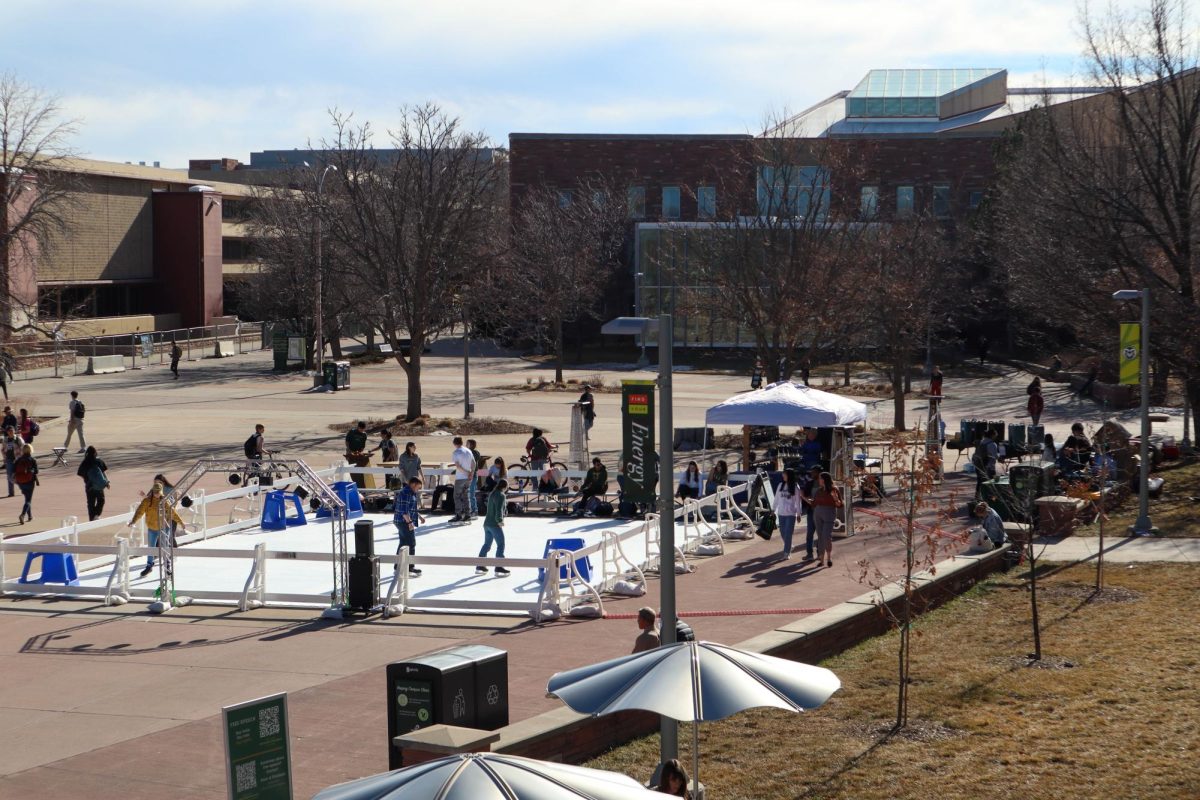 Students participate in the Colorado State University Residence Hall Associations "Rams on Ice' event held in the Lory Student Center plaza. Jan.31.